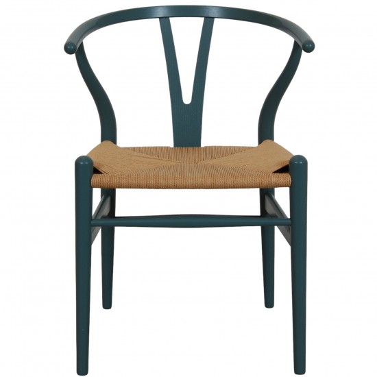 For Sale Hans Wegner Wishbone chair in blue lacquered oak